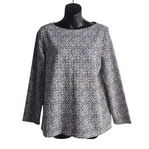 Rafaella Women's Blue White Longsleeve Crewneck Stretch Top Shirt Sz M NWT